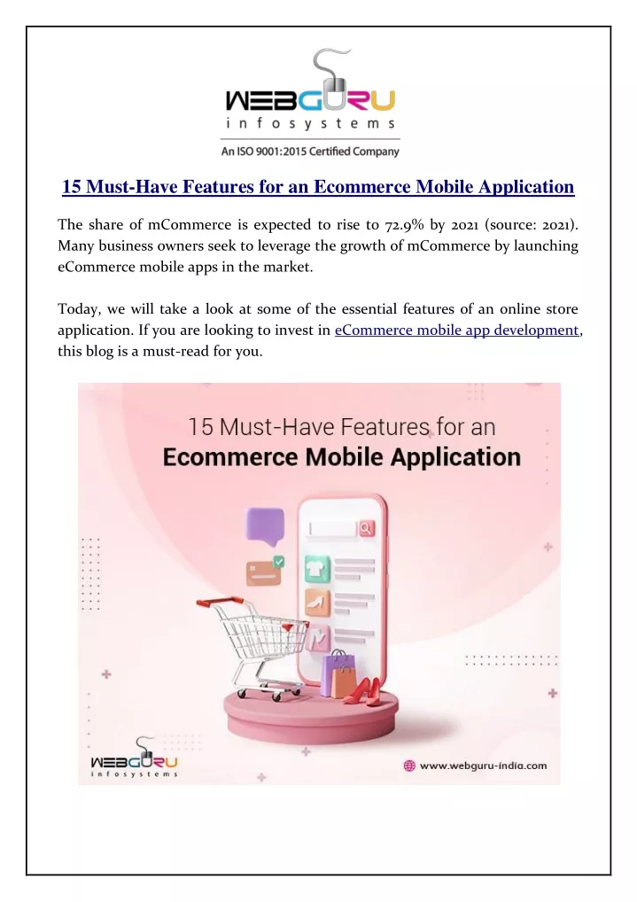 15 must have features for an ecommerce mobile