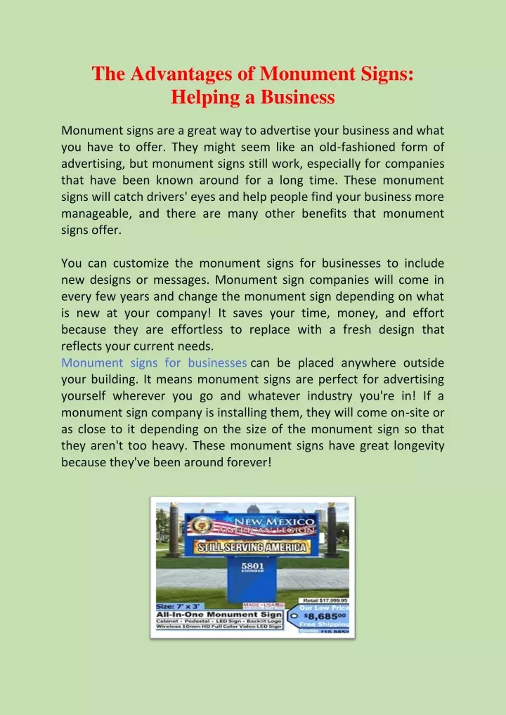 the advantages of monument signs helping