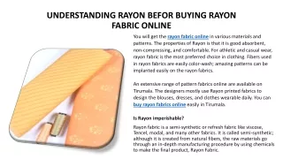 understanding rayon befor buying rayon fabric online