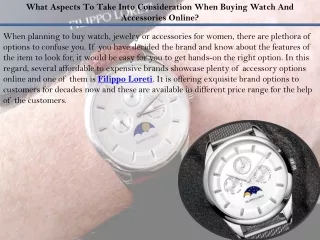 What Aspects To Take Into Consideration When Buying Watch And Accessories Online