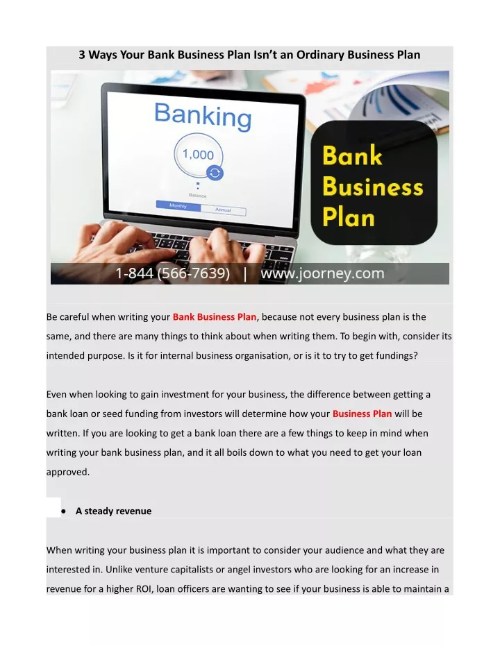 3 ways your bank business plan isn t an ordinary