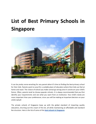 List of Best Primary Schools in Singapore.docx