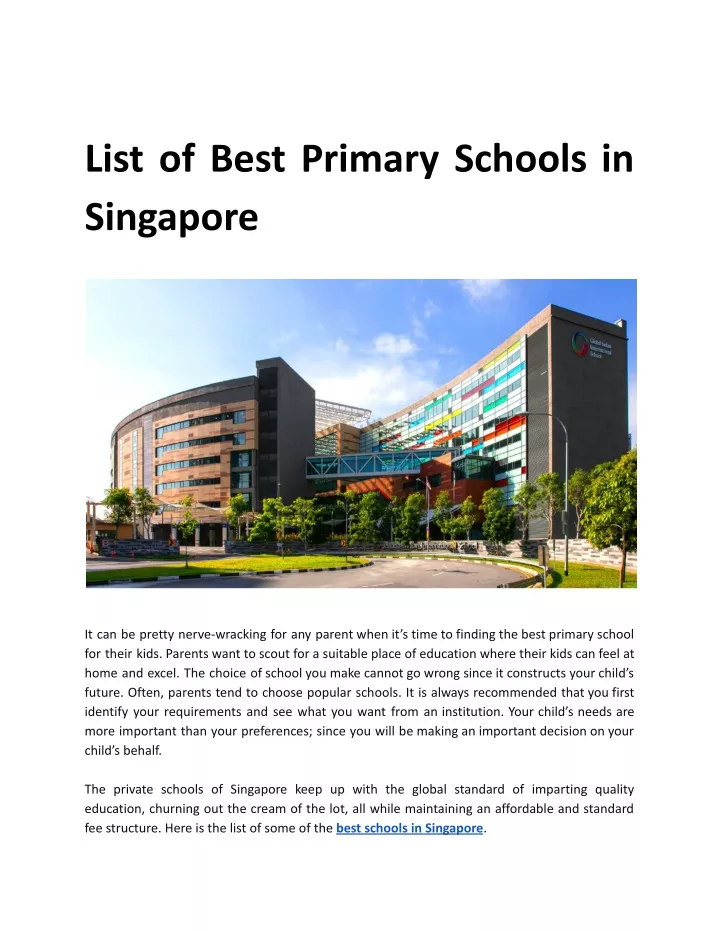 PPT List of Best Primary Schools in Singapore.docx PowerPoint