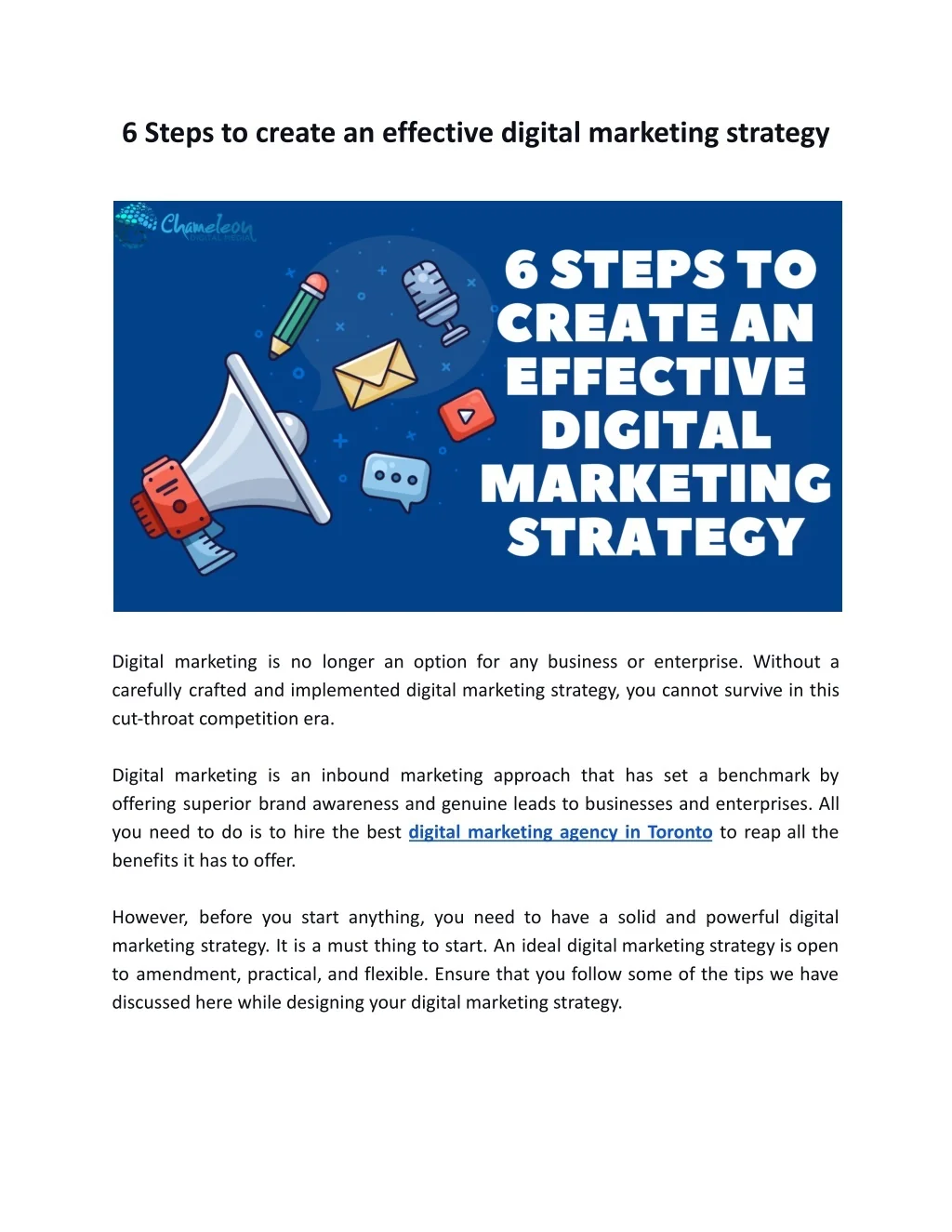 PPT - 6 Steps to create an effective digital marketing strategy ...