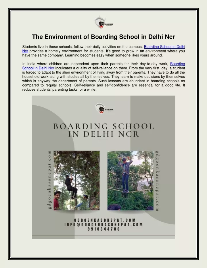 the environment of boarding school in delhi ncr