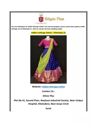 Indian Lehenga Online  Ethnicplus.in