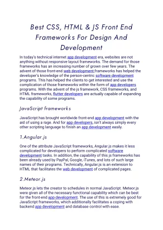 best css html js front end frameworks for design