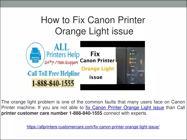 how to fix canon printer orange light issue