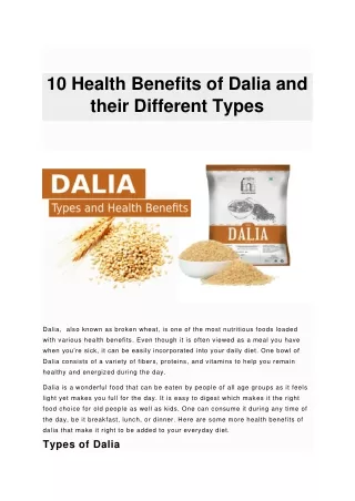10 Health Benefits of Dalia and their Different Types