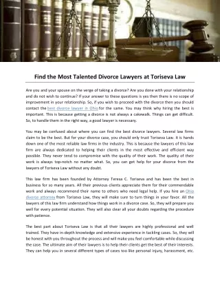 Find the Most Talented Divorce Lawyers at Toriseva Law