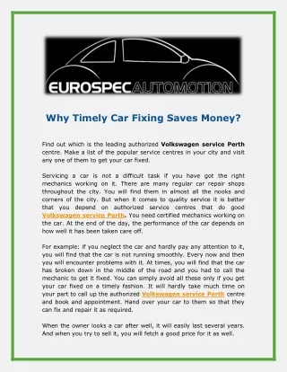 why timely car fixing saves money