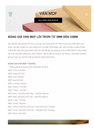 VÁN MDF THƯƠNG HIỆU TALACO