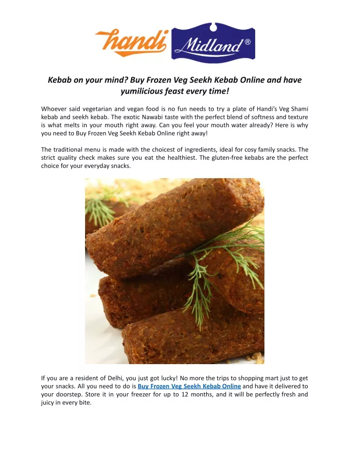 kebab on your mind buy frozen veg seekh kebab