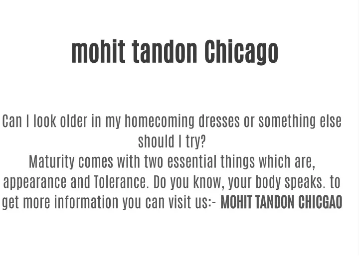 mohit tandon chicago