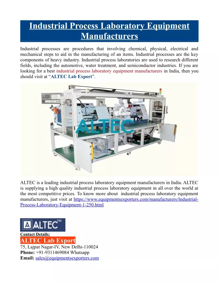 industrial process laboratory equipment