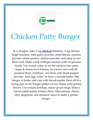 Chicken Patty Burger