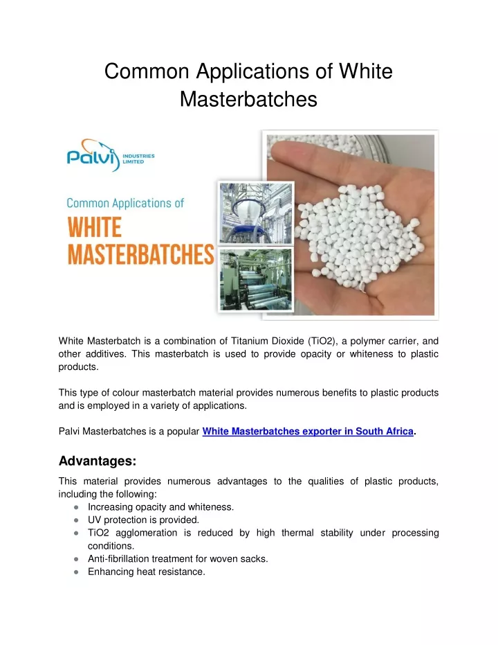 common applications of white masterbatches