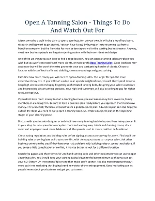 open a tanning salon things to do and watch