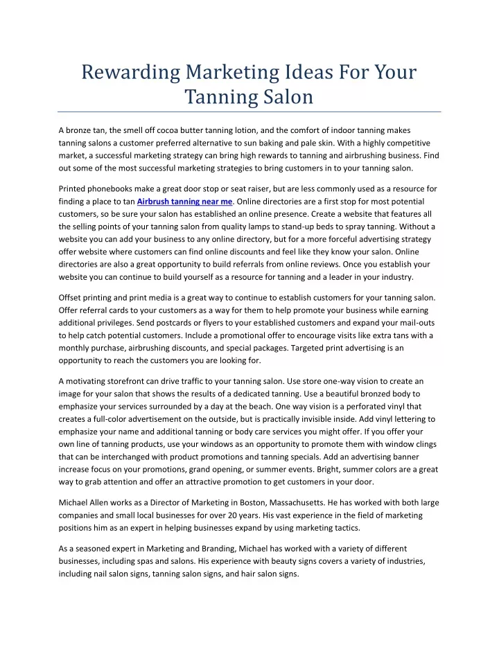 rewarding marketing ideas for your tanning salon