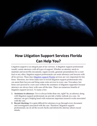 How Litigation Support Services Florida Can Help You