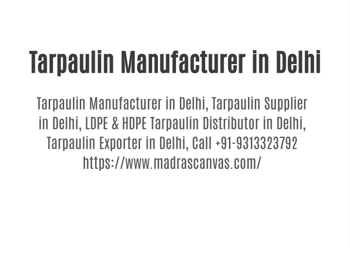 tarpaulin manufacturer in delhi