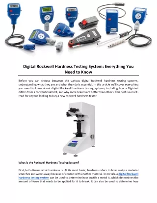 Digital Rockwell Hardness Testing System: Everything You Need to Know