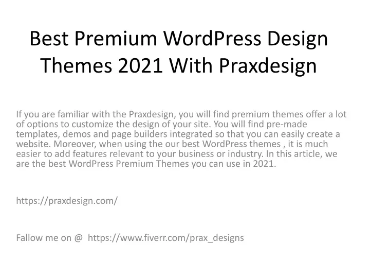 best premium wordpress design themes 2021 with praxdesign