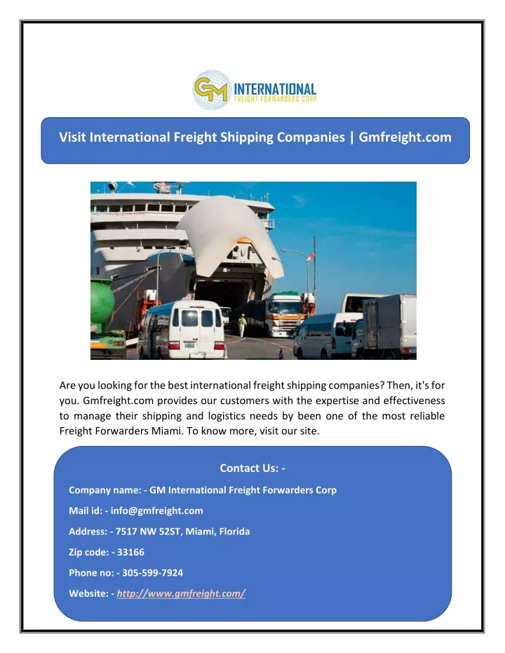 visit international freight shipping companies