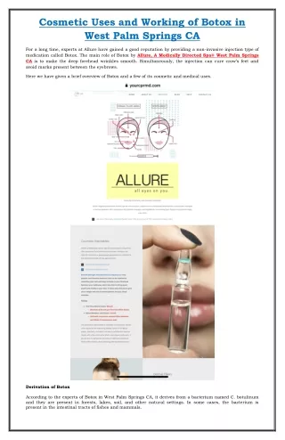 cosmetic uses and working of botox in west palm