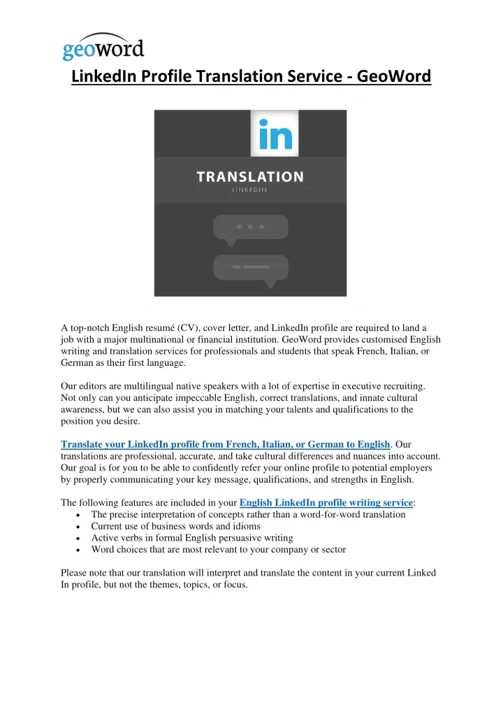 linkedin profile translation service geoword