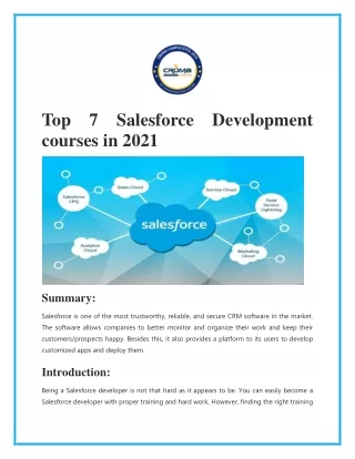 Top 7 Salesforce Development courses in 2021