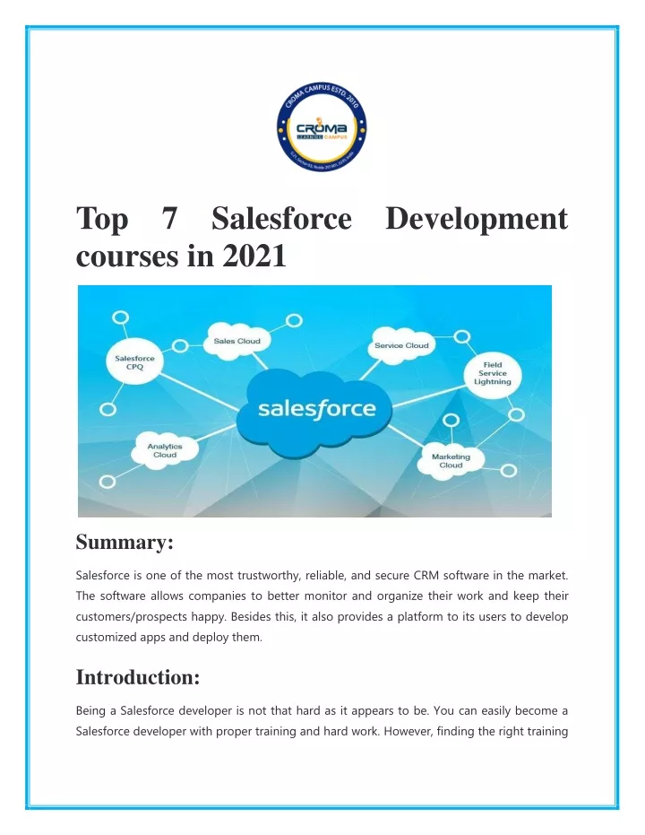 top 7 salesforce development courses in 2021