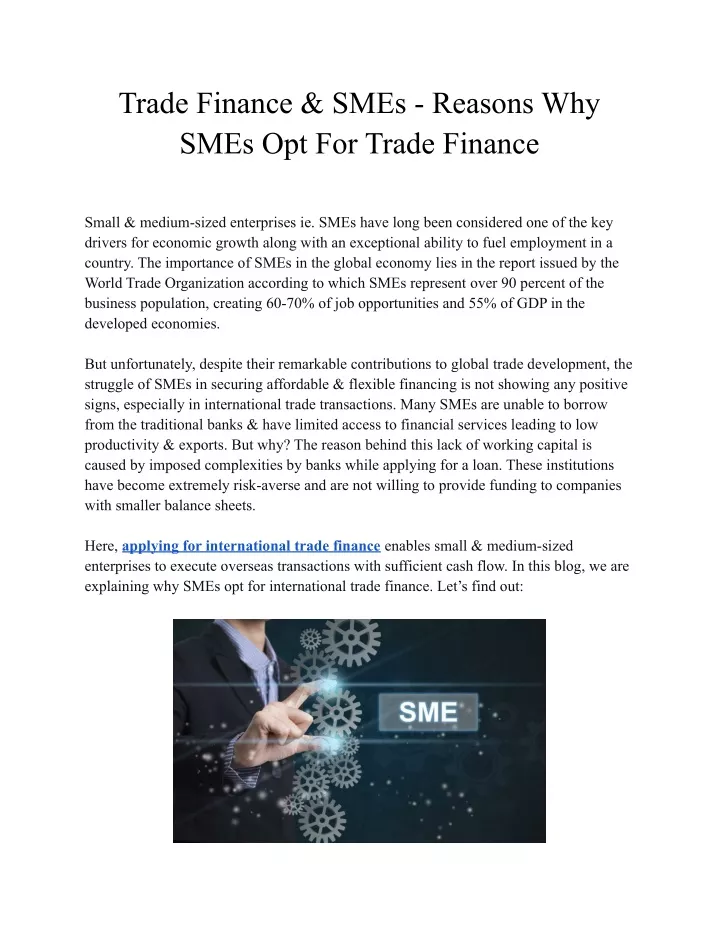 trade finance smes reasons why smes opt for trade