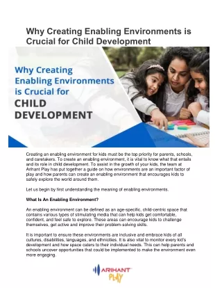 Why Creating Enabling Environments is Crucial for Child Development- ArihantPlay