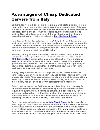 Italy Dedicated Server