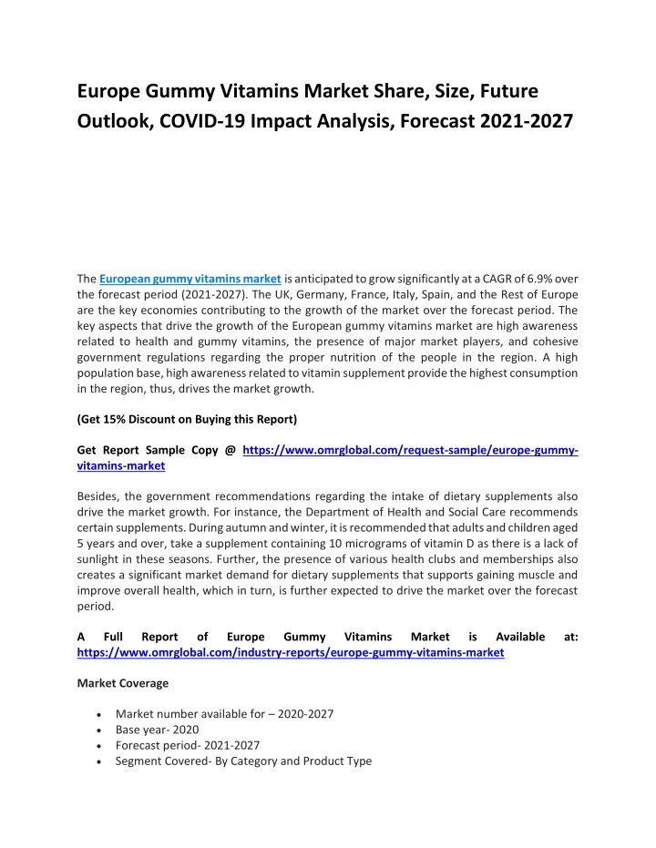 europe gummy vitamins market share size future