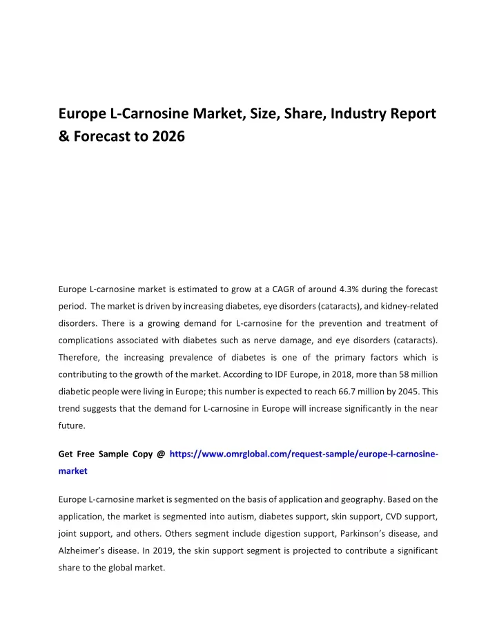 europe l carnosine market size share industry