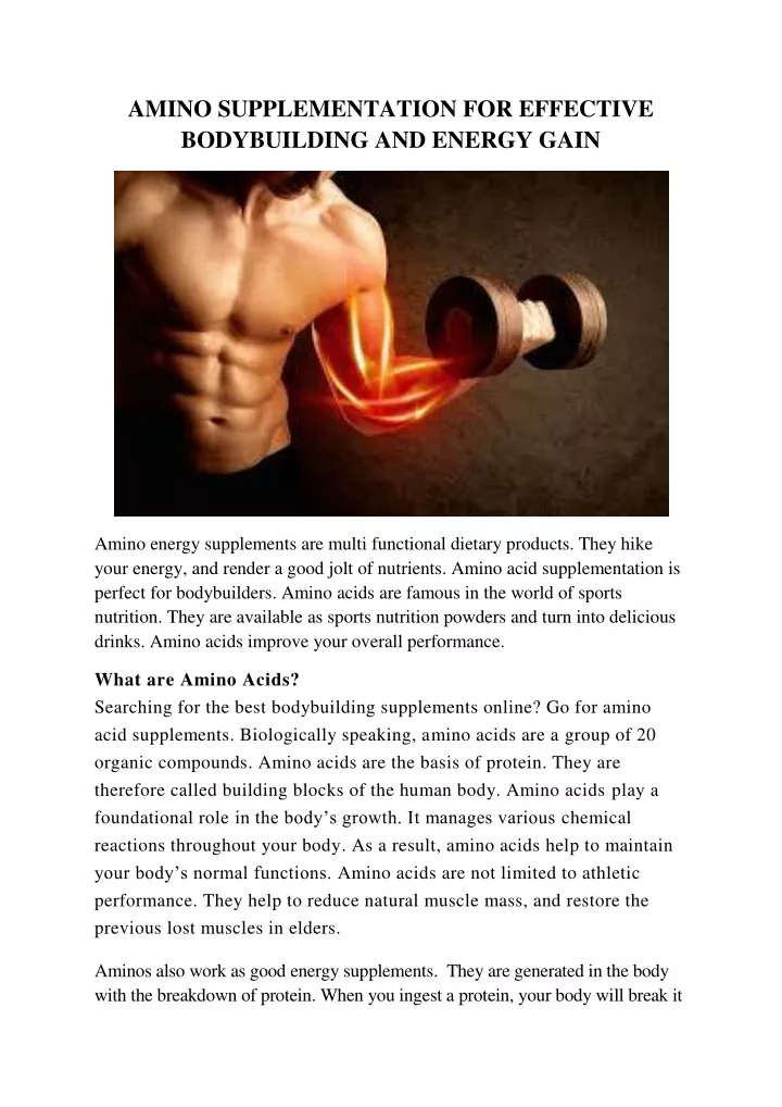 amino supplementation for effective bodybuilding