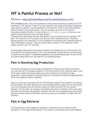 IVF is Painful Process or Not?