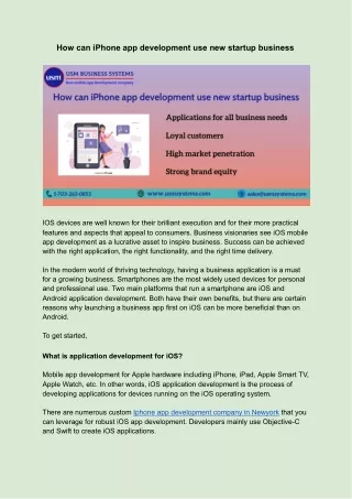 how can iphone app development use new startup