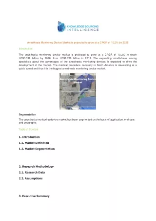 anesthesia monitoring device market is projected