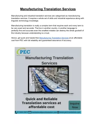 Manufacturing Translation Services