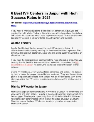 6 Best IVF Centers in Jaipur with High Success Rates in 2021