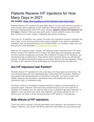 patients receive ivf injections for how many days