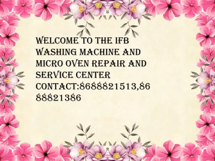 welcome to the ifb washing machine and micro oven
