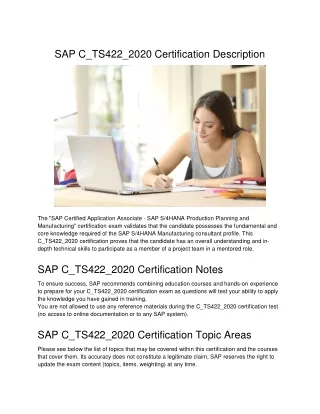 sap c ts422 2020 certification description
