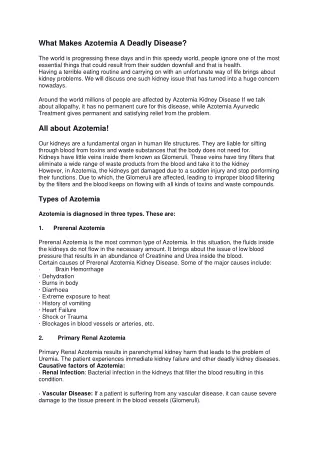 Ayurvedic Cure For Azotemia