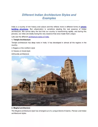 different indian architecture styles and examples