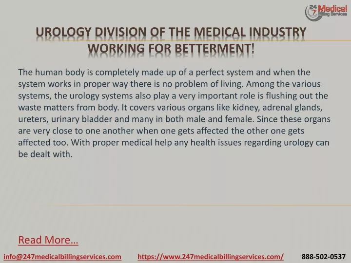 urology division of the medical industry working for betterment