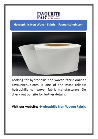 Hydrophilic Non Woven Fabric | Favouritehub.com